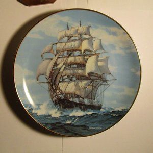 PAINTED CHINA PLATE:The Twighlight Under Full Sail